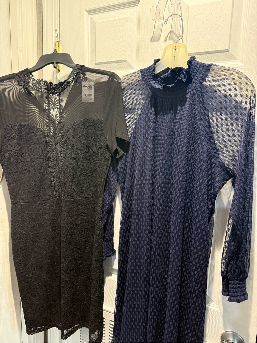 Women’s Large Lace Dress Bundle 2pc Black Cocktail & Navy Boho Long Sleeve